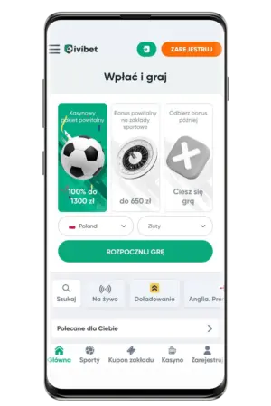 Zrzuty ekranu kasyna IviBet na urządzeniu mobilnym